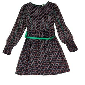 Mustard-seed belted geometric print dress size Medium